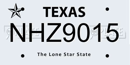 NHZ9015 Texas License Plate