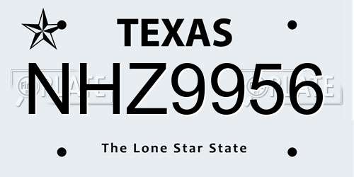 NHZ9956 Texas License Plate