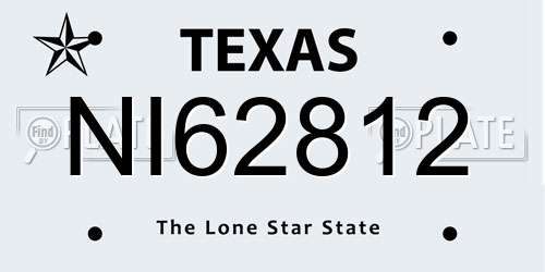 NI62812 Texas License Plate
