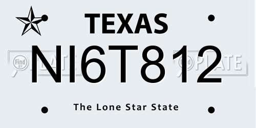 NI6T812 Texas License Plate