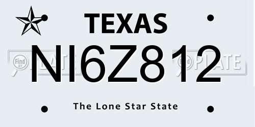 NI6Z812 Texas License Plate
