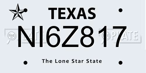 NI6Z817 Texas License Plate