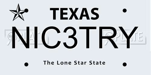 NIC3TRY Texas License Plate