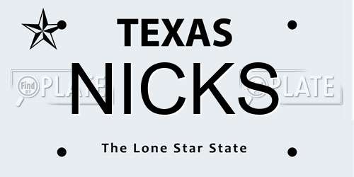 NICKS Texas License Plate