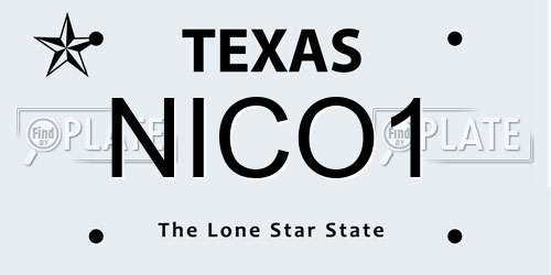 NICO1 Texas License Plate