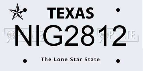 NIG2812 Texas License Plate