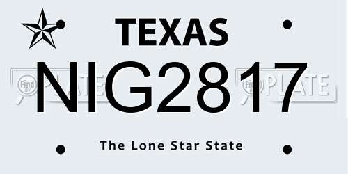 NIG2817 Texas License Plate