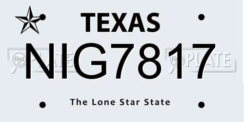 NIG7817 Texas License Plate