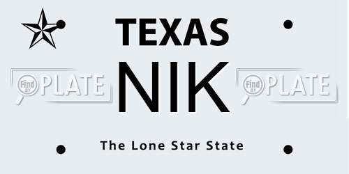 NIK Texas License Plate