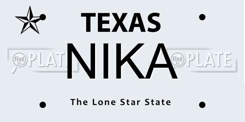 NIKA Texas License Plate