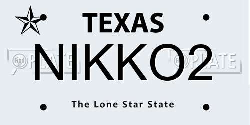 NIKKO2 Texas License Plate