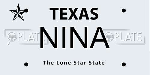NINA Texas License Plate