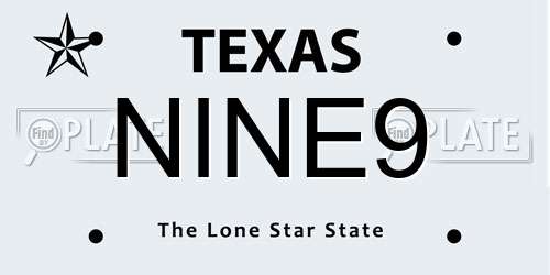 NINE9 Texas License Plate