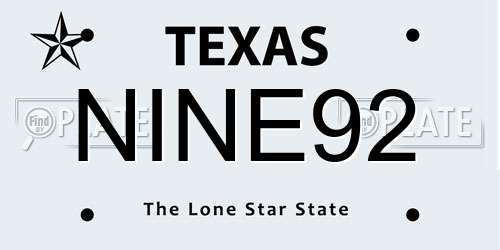 NINE92 Texas License Plate