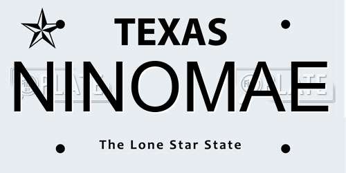 NINOMAE Texas License Plate