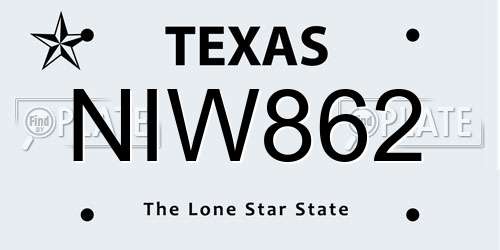 NIW862 Texas License Plate