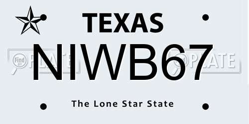 NIWB67 Texas License Plate