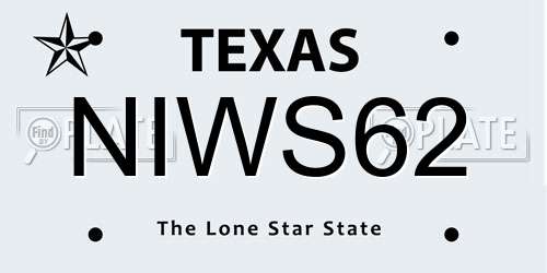 NIWS62 Texas License Plate