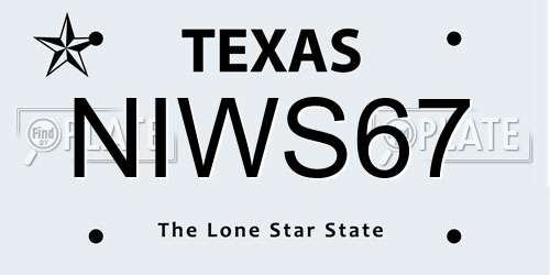 NIWS67 Texas License Plate