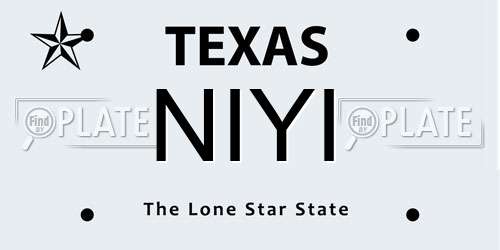 NIYI Texas License Plate