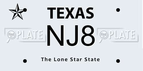 NJ8 Texas License Plate