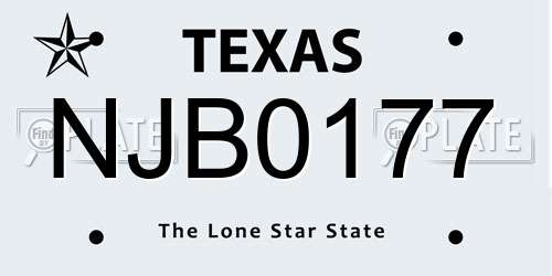 NJB0177 Texas License Plate