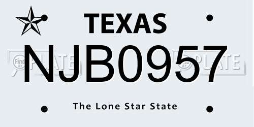 NJB0957 Texas License Plate