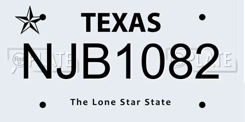 NJB1082 Texas License Plate