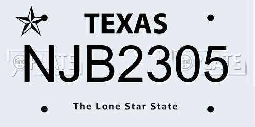 NJB2305 Texas License Plate