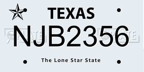NJB2356 Texas License Plate