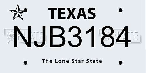 NJB3184 Texas License Plate