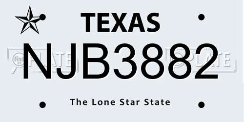 NJB3882 Texas License Plate