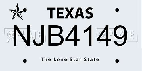 NJB4149 Texas License Plate
