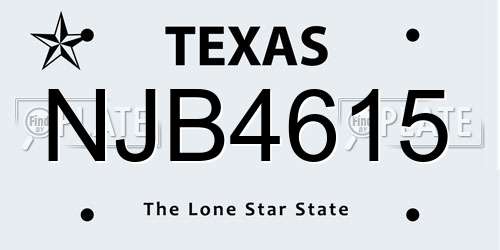 NJB4615 Texas License Plate