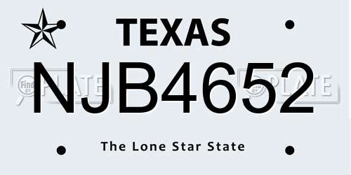 NJB4652 Texas License Plate