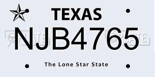NJB4765 Texas License Plate