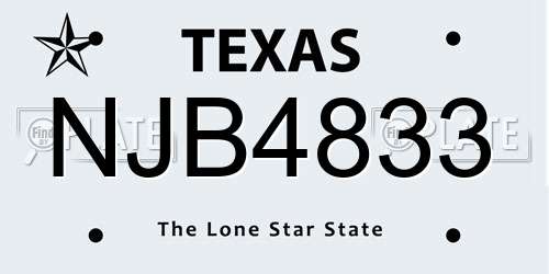 NJB4833 Texas License Plate