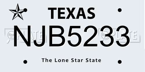 NJB5233 Texas License Plate