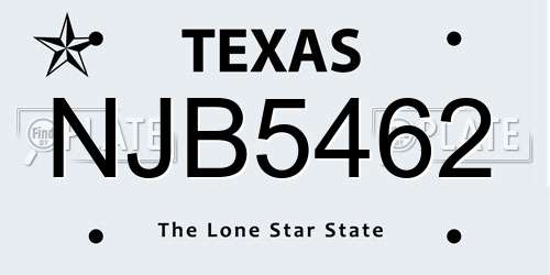 NJB5462 Texas License Plate