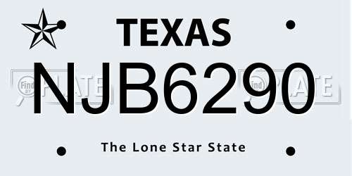 NJB6290 Texas License Plate
