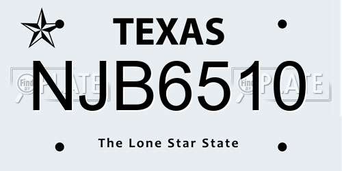 NJB6510 Texas License Plate