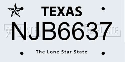 NJB6637 Texas License Plate