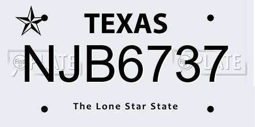 NJB6737 Texas License Plate