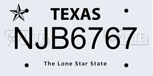 NJB6767 Texas License Plate