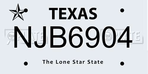 NJB6904 Texas License Plate