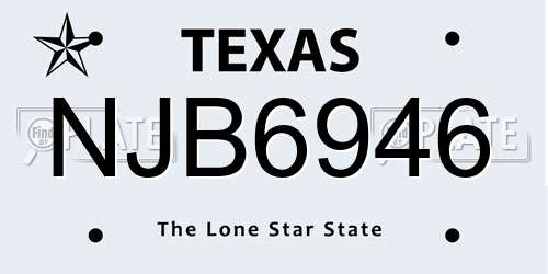 NJB6946 Texas License Plate