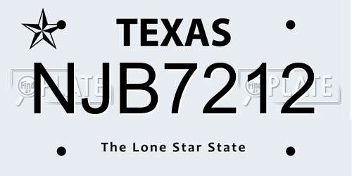 NJB7212 Texas License Plate