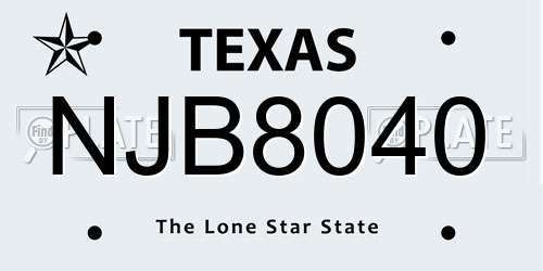 NJB8040 Texas License Plate