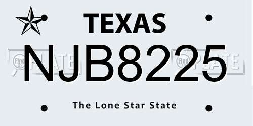 NJB8225 Texas License Plate