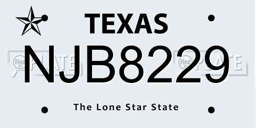 NJB8229 Texas License Plate